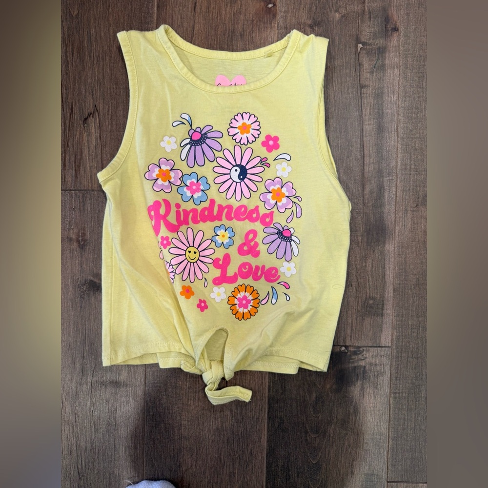 Freestyle Yellow Kids Tank Top with Floral Print